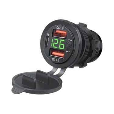 Imagem de Carregador De Carro Dual USB 100W QC3.0 PD Com 3 Portas E Voltmeter, I