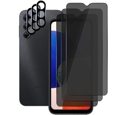 Imagem de UZWZW (3+3) Para Samsung Galaxy A14 4G/5G (pacote com 3) Película de vidro temperado privada antiespião com protetor de lente de câmera, antiarranhões