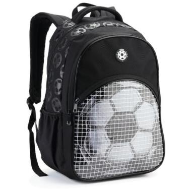 Imagem de Mochila Escolar Menino Infantil Bolsa Reforçada Bola Futebol - Denlex,