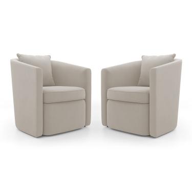 Imagem de Kit 02 Poltronas Decorativas Sala De Estar Aimê Veludo Bege Claro - Desk Design