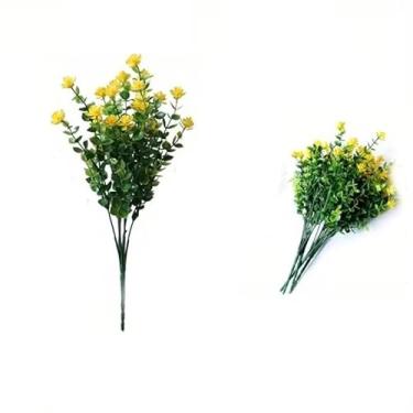 Imagem de 2 peças de arbusto de eucalipto artificial resistente aos raios UV – Planta de plástico falso realista com folhagem verde, jardim de baixa manutenção, varanda ou arbustos de janela (decoração o ano