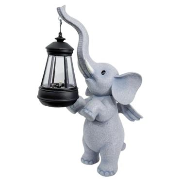 Imagem de Bothyi Estátua de elefante solar para jardim, decoração externa, iluminação para cerca, escultura em resina para, quintal e