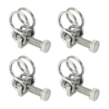 Imagem de HARFINGTON 4 peças de clipes de mangueira de fio duplo 11-14 mm de aço inoxidável 304 grampos de tubo de fio ajustável com parafuso M6 prendedor de junta de encanamento para coleta de poeira lagoa de