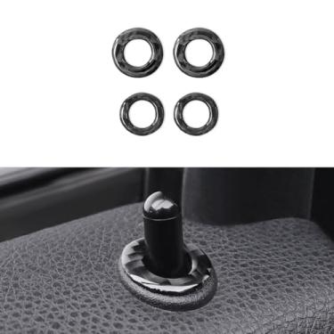 Imagem de BETTERHUMZ Adesivo decorativo de parafuso de porta de carro compatível com Ford F150 Raptor 2015-2020 de fibra de carbono capas de fechadura interna guarnição interior acessórios de moldagem (preto)