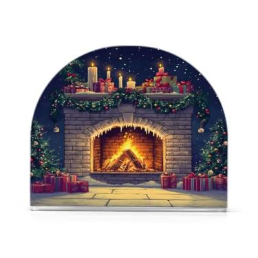 Imagem de Wassud Porta-guardanapos de acrílico para lareira de Natal, dispensador de guardanapos de papel moderno em forma de U para mesa, cozinha, sala de jantar, bancada 1 peça (comporta 50-60 guardanapos)