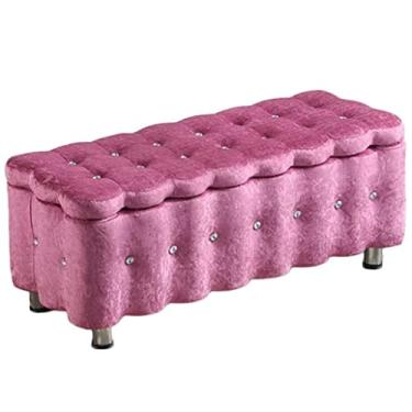 Imagem de FAMEOYA Banqueta de armazenamento Ottomans, loja de roupas, retangular, de lã de gelo, sofá, troca, multifuncional, armário, armário, vestiário (cor: azul lago, tamanho: 40 x 40 x 40 cm/15,7 x 15,7 x