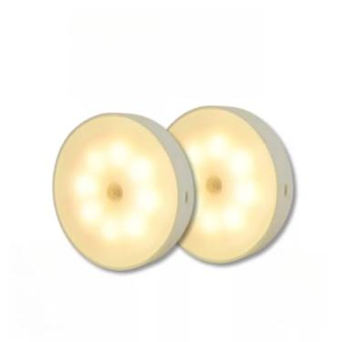 Imagem de Kit 2 Lâmpada de Parede com Sensor de Movimento de 8 LEDs Recarregável por USB para Guarda-Roupa, Corredor, Dispensa e Escada - Iluminação Automática Sem Fio