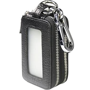 Imagem de Bolsa de chave de carro masculina de couro de grande capacidade multifuncional de camada dupla para chave feminina