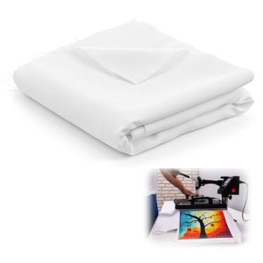 Imagem de HunnmingRe Tecido de poliéster de sublimação branca de 1,65 m, 165 cm de largura, pré-cortado e pronto para prensa térmica - 100% poliéster, material macio e suave para artesanato DIY, impressão por