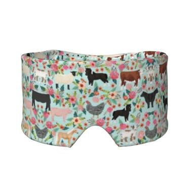 Imagem de Máscara protetora para olhos e orelhas com estampa de animais de fazenda, respirável, ajustável, blecaute, confortável