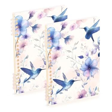 Imagem de Burbuja Cadernos com nome, papel pautado universitário A5 com 60 folhas, fichário para escritório, 2 unidades