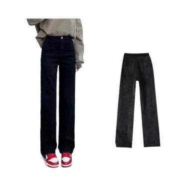 Imagem de Calças Jeans Femininas De Inverno Em Veludo De Mink Espesso, Cintura A