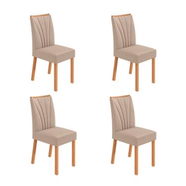 Imagem de Conjunto com 4 Cadeiras Tessera Veludo Creme e Amêndoa