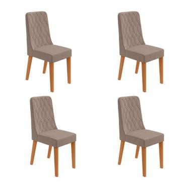 Imagem de Conjunto com 4 Cadeiras Luar Suede Bege e Amêndoa