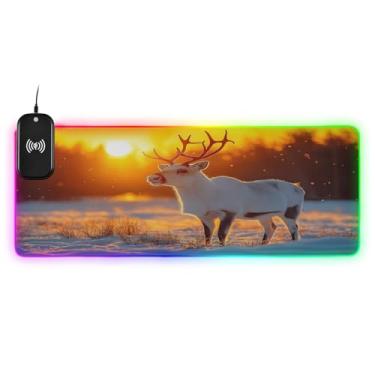 Imagem de CEBUGI Mouse pad de carregamento sem fio Rena 15W mouse pad rápido para jogos com 14 iluminação LED RGB para jogos, PC, laptop, mesa 80 x 30 cm