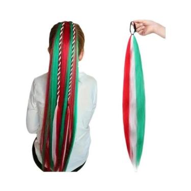 Imagem de Extensões De Cabelo Coloridas Sintéticas Em Rabo De Cavalo Longo E Lis