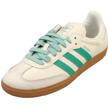 Imagem de adidas Samba OG Tênis feminino, branco/verde corte/verde escuro, tamanho 36, Branco fora/verde quadrado/verde escuro, 35