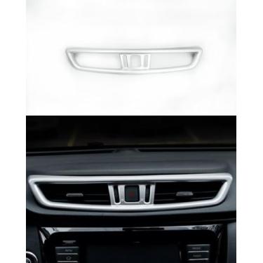 Imagem de ANUNFRRE Acessórios de carro aptos para Nissan Rogue 2014-2020 ABS interior console central ar condicionado saída de ventilação conjunto 1 peça (prata fosco)