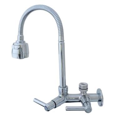 Imagem de Torneira Gourmet Cromada de Parede Cozinha Móvel em ABS com Saída para Filtro e Máquina Lava Louças ou Roupas 3/4