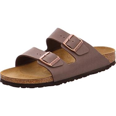 Imagem de Birkenstock Sandália masculina de couro Amalfi com palmilha macia Arizona, Mocha Birkibuc, 4-4.5 Women/2-2.5 Men