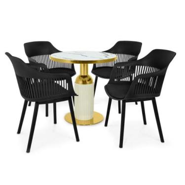 Imagem de Conjunto Mesa de Jantar Redonda Imperial 70cm Branca com 4 Cadeiras Es