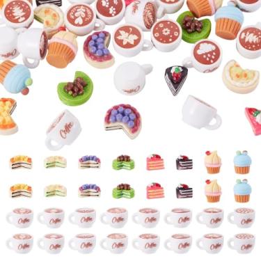 Imagem de Spritewelry Amuletos de café de resina 3D fofo coffie e bolo de frutas minúsculo cappuccino cabochão para fazer joias, colar faça você mesmo, brinco, pulseira, chaveiro, artesanato