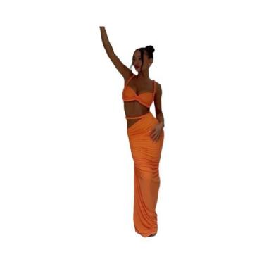 Imagem de Conjunto De 2 Peças Feminino Sexy Com Sutiã De Bandagem E Saia Longa J