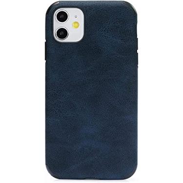 Imagem de XNWKF Capa para iPhone 13/13 Pro/13 Pro Max, capa traseira de couro PU fino com proteção de câmera à prova de choque TPU bumper capa interna capa de telefone de ajuste fino (cor: azul, tamanho: 13 mini 5,4 polegadas)