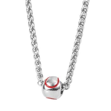 Imagem de Colar de Beisebol Masculino, Colar com Pingente Beisebol 3D em Aço Inoxidável de 62cm Joia Esportiva Moderna para Jogadores e Fãs Acessório Esportivo Estiloso