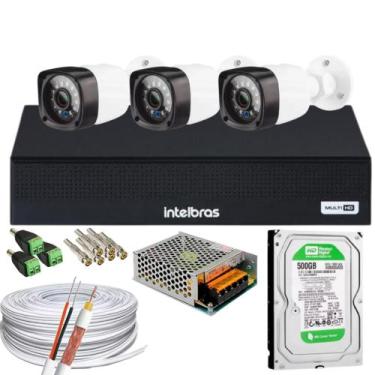 Imagem de Kit 3 Câmeras FULL HD 1080p + DVR Intelbras MHDX 3004-C C/HD 500gb