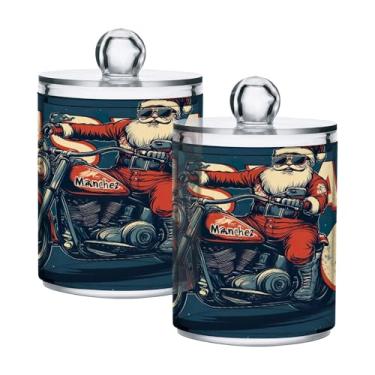 Imagem de xigua Pacote com 2 lindos suportes de Natal para bolas de algodão, cotonete – Frasco de plástico de boticário de armazenamento versátil transparente de 400 ml para banheiro e organização de