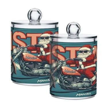 Imagem de xigua Pacote com 2 lindos suportes de Natal para bolas de algodão, cotonete – Frasco de plástico de boticário de armazenamento versátil transparente de 400 ml para banheiro e organização de