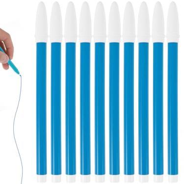 Imagem de Mabor 10 peças de marcadores de tecido laváveis azuis para costura, canetas de marcação de tecido apagáveis solúveis em água para costura, acolchoados, bordados, confecção de vestidos