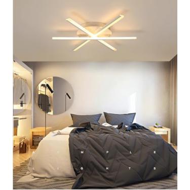 Imagem de Luminária de teto moderna com controle remoto, em LED, para sala de estar, quarto, com temperatura de cor ajustável e iluminação quente, ideal para sala de jantar e cozinha (branca, 3 lâmpad