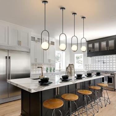 Imagem de Luminária pendente moderna E14 de estilo simples para mesa de jantar, lustre de vidro com cúpula oval de metal, altura ajustável, ideal para cabeceira, sala de estar, quarto, corredor e ilum