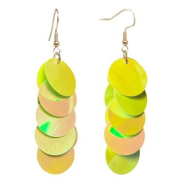 Imagem de Zszkoz Brincos de lantejoulas brilhantes neon para mulheres, leves, boêmios, longos, borlas, laser, glitter, pingentes, joias, presentes, Small, Acrílico, Sem pedra preciosa