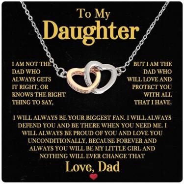 Imagem de Larvincy Presentes de Dia das Mães para Filha do Pai - Colar To My Daughter From Dad com mensagem sincera e caixa elegante, linda joia de ouro presente de Love Daddy na formatura aniversário casamento