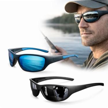 Imagem de Kit 2 Óculos De Sol Esportivo Trilhas Ciclismo Pescaria (Preto/Azul)