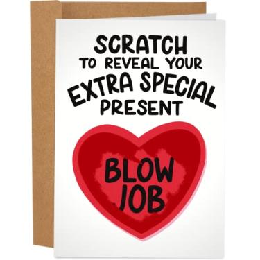 Imagem de Sleazy Greetings Funny Scratch Off Valentine's Day Card for Him 5 x7 Inch | Funny Anniversary Card for Boyfriend Husband Fiance | Naughty Scratch Off Valentine Greeting Card Big Heart Gift for Men
