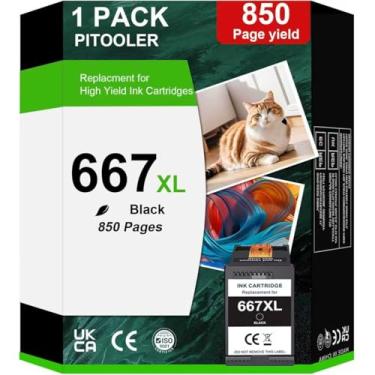 Imagem de VINKVINK Cartucho de tinta preta de substituição 667XL para HP 667 667 XL, compatível com impressoras HP DeskJet 1275 2374 2375 2376 6075 6475 6476 (1 preta)