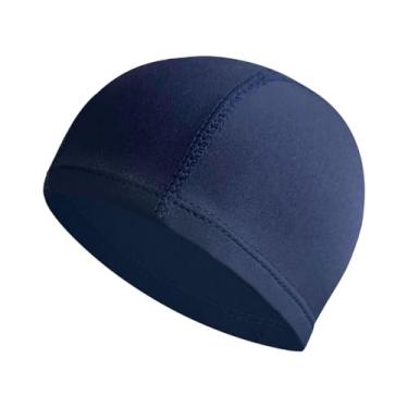 Imagem de Colaxi Touca de natação em tecido, respirável, confortável, portátil e leve, ideal para homens e mulheres, perfeita para piscina férias, Azul-marinho