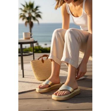 Imagem de Sandália Papete Feminina Flatform Confortável Casual Leve Moderna para