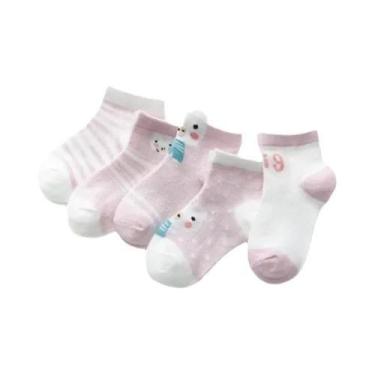 Imagem de Meias Infantis Para Bebês, 5 Pares, Malha De Algodão, Recém-nascidos, 