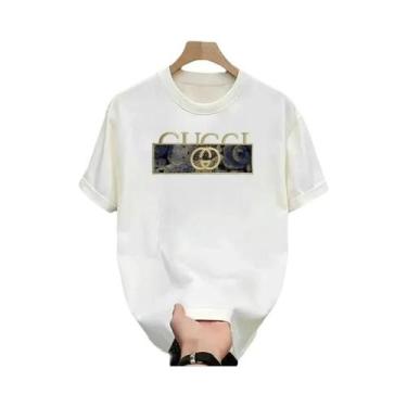 Imagem de Camiseta Masculina De Verão 2025 De Marca De Luxo Em Algodão Com Manga