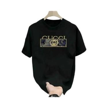 Imagem de Camiseta Masculina De Verão 2025 De Marca De Luxo Em Algodão Com Manga