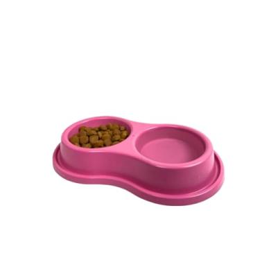 Imagem de Comedouro Duplo Anti-Formiga 250ml Pet | Tigela para Gatos, Cachorros e Coelhos em Polipropileno(Rosa)