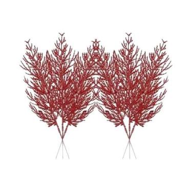 Imagem de Galhos De Pinheiro Com Glitter Dourado, Plantas Artificiais, 5/10 Peça