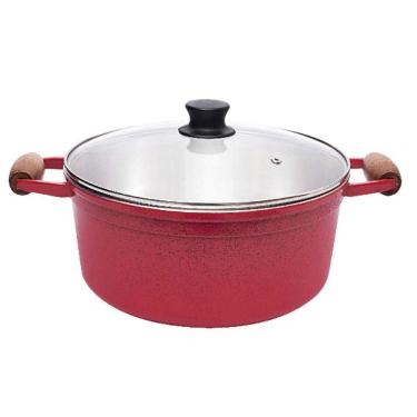 Imagem de Panela De Alumínio Fundido Grosso Avulsa Grande 10 Litros Vermelha Pig