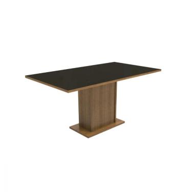 Imagem de Mesa Retangular Tampo de Vidro Rustic Preto Madesa