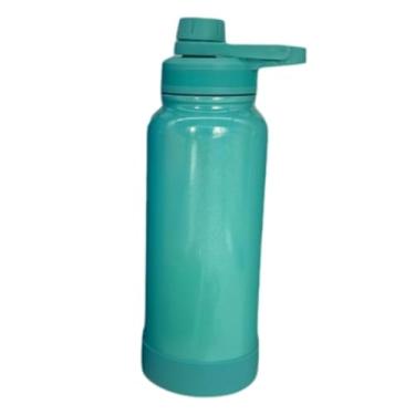 Imagem de Garrafa Térmica Inox 600ml com Alça Colorida – Isolamento a Vácuo, Antivazamento, Quente e Frio(Verde Água)